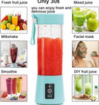 HUPLA Portable USB Rechargeable Juicer Blender 380ml | 6 Stainless Steel Blade Mini Fruit Blender with 1200mAh Battery for Smoothies, Shakes & Juices