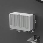 HUPLA Wall Mounted Soap Holder with Drainage | Self-Adhesive Bathroom Soap Storage Box with Sliding Cover | Space Saving Soap Dish Organizer – White