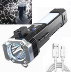 HUPLA Multi-Function Car Emergency Safety Tool | USB Rechargeable LED Light | Window Glass Breaker & Seat Belt Cutter | Vehicle Emergency Rescue Tool