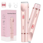 HUPLA 2-in-1 Rechargeable Women's Electric Shaver & Hair Trimmer | Dual-Head Body Hair Remover with Type-C Charging for Arms, Legs & Body Grooming – Rose Gold