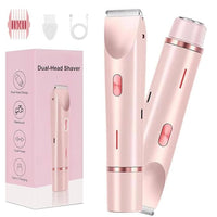 HUPLA 2-in-1 Rechargeable Women's Electric Shaver & Hair Trimmer | Dual-Head Body Hair Remover with Type-C Charging for Arms, Legs & Body Grooming – Rose Gold