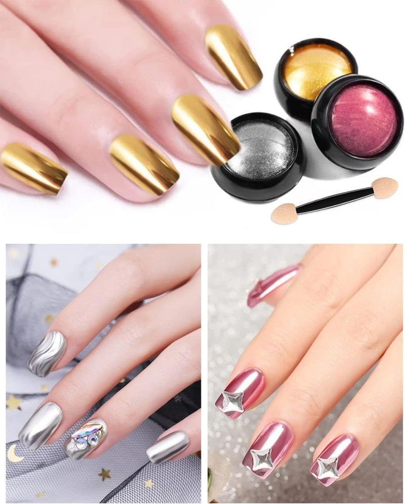 HUPLA 1 Pcs (Silver) Metallic Chrome Nail Powder | Mirror Effect Nail Art Pigment Powder –Silver