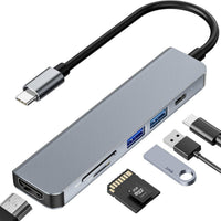 7-in-1 USB-C Hub | 4K HDMI | 100W PD Charging | 2 x USB 3.0 | SD/TF Card Reader | Aluminum Multiport Dock for Laptop, MacBook, Tablet & Mobile