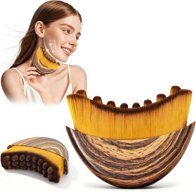 Contour Face Brush for Dry Brushing & Facial Sculpting – Ergonomic Facial Massage & Skincare Brush for Women