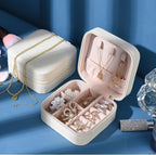Portable Jewelry Organizer Box for Women | Travel Ring & Necklace Storage Case with Mirror | Compact Jewellery Storage Box
