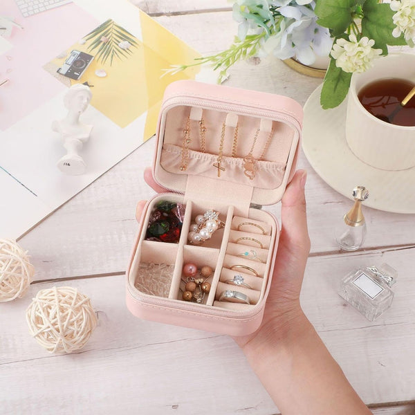 Portable Jewelry Organizer Box for Women | Travel Ring & Necklace Storage Case | Compact Jewellery Storage Box