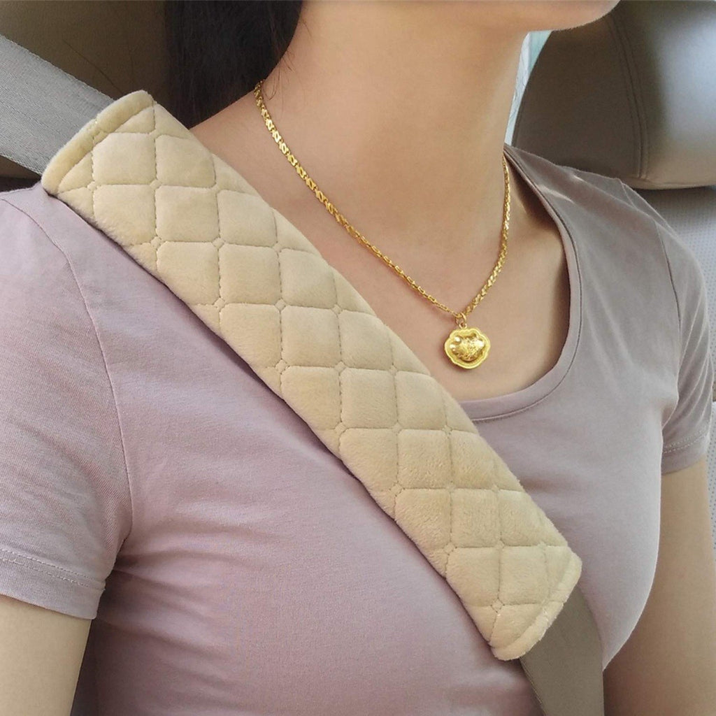 Soft Padded Seat Belt Shoulder Cover – Quilted Seat Belt Cushion Pad for Car, Comfortable Shoulder Protection