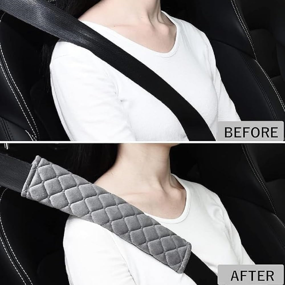 Soft Padded Seat Belt Shoulder Cover – Quilted Seat Belt Cushion Pad for Car, Comfortable Shoulder Protection