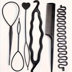 6-Piece Hair Styling Tool Set for Women – Hair Bun Maker, Hair Loop Tool, Sectioning Tool & Styling Comb