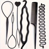 6-Piece Hair Styling Tool Set for Women – Hair Bun Maker, Hair Loop Tool, Sectioning Tool & Styling Comb