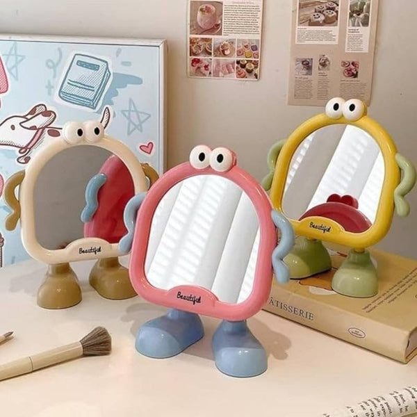 Cute Cartoon Standing Table Mirror for Kids & Girls – Portable Desktop Makeup & Dressing Mirror with Fun Character Design