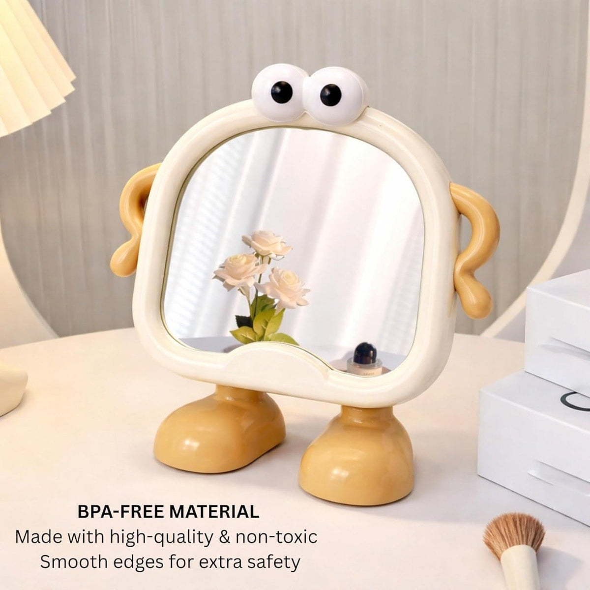 Cute Cartoon Standing Table Mirror for Kids & Girls – Portable Desktop Makeup & Dressing Mirror with Fun Character Design