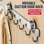 HUPLA Pack of 2 Heavy Duty Suction Hook Rack | 6 Hooks No Drill Wall Hanger| 6 Hooks Wall Mounted Organizer | No Drill Vacuum Suction Hanger for Bathroom, Kitchen, Bedroom & Office | Reusable Waterproof Stainless Steel Finish