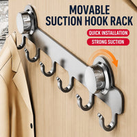 HUPLA Pack of 2 Heavy Duty Suction Hook Rack | 6 Hooks No Drill Wall Hanger| 6 Hooks Wall Mounted Organizer | No Drill Vacuum Suction Hanger for Bathroom, Kitchen, Bedroom & Office | Reusable Waterproof Stainless Steel Finish