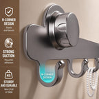 HUPLA Pack of 2 Heavy Duty Suction Hook Rack | 6 Hooks No Drill Wall Hanger| 6 Hooks Wall Mounted Organizer | No Drill Vacuum Suction Hanger for Bathroom, Kitchen, Bedroom & Office | Reusable Waterproof Stainless Steel Finish