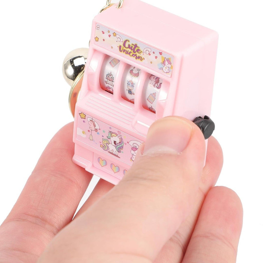 Kawaii Cartoon Mini Slot Machine Keychain with Bell (Single Piece - Random Design) – Spinning Reel Bag Charm