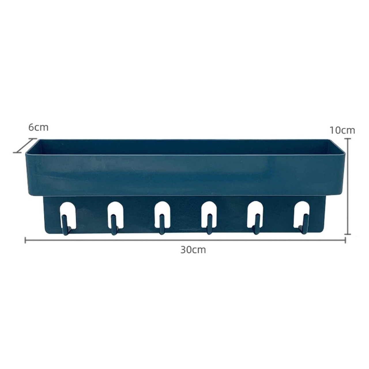 HUPLA Pack of 2 Wall Storage Shelf with 6 Hooks | No Drill Organizer | Self Adhesive Bathroom & Kitchen Organizer Rack | No Drill Wall Shelf for Bathroom, Kitchen & Bedroom (Black + White)