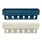 HUPLA Pack of 2 Wall Storage Shelf with 6 Hooks | No Drill Organizer | Self Adhesive Bathroom & Kitchen Organizer Rack | No Drill Wall Shelf for Bathroom, Kitchen & Bedroom (Black + White)