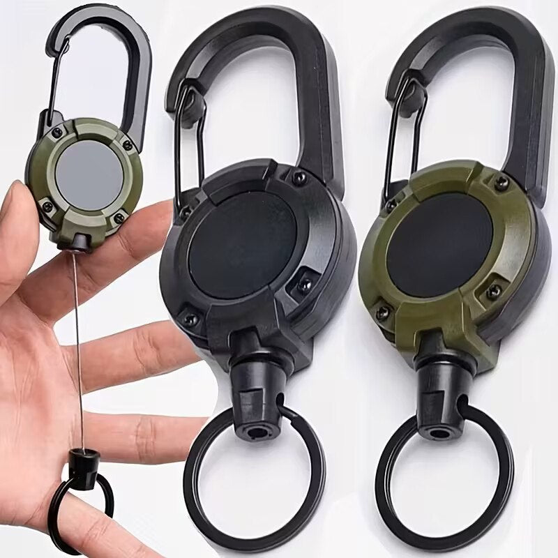HUPLA Retractable Keychain with Carabiner | Pull-Out Key Holder with Retractable Wire & Key Ring – 1 Pc