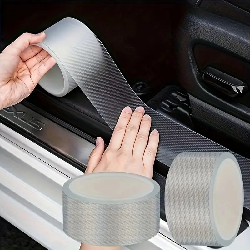 HUPLA Car Door Sill Protector – Carbon Fibre Style Anti-Scratch Guard Strip
