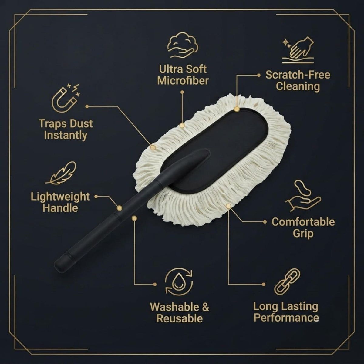 Long Handle Car Cleaning Brush – 67cm Soft Microfiber Wash Mop for Car, SUV, Bike & Vehicle Cleaning