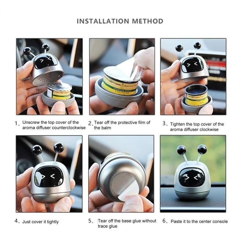 HUPLA Mini Robot Car Air Freshener | Cute Robot Dashboard Fragrance | Compact Car Perfume & Odour Eliminator | Stylish Interior Decor