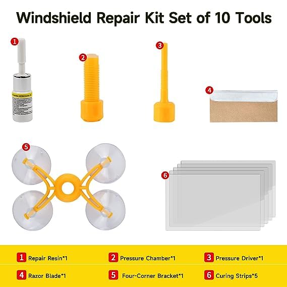 DIY Windshield Crack & Chip Repair Kit – Car Glass Repair Resin Tool Set for Minor Windshield Damage