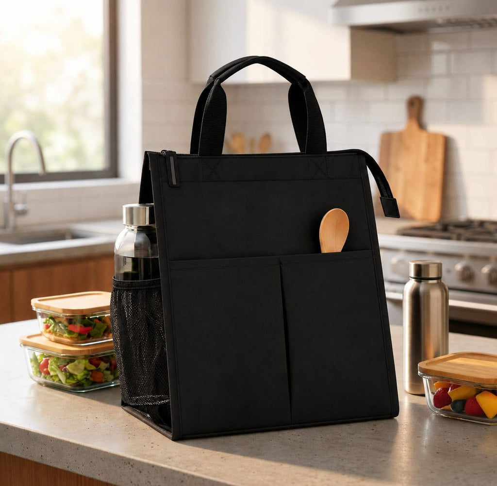 Multi-Purpose Utility Tote Bag with Multiple Pockets & Bottle Holder – Travel, Shopping & Daily Organizer Bag