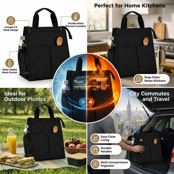 Multi-Purpose Utility Tote Bag with Multiple Pockets & Bottle Holder – Travel, Shopping & Daily Organizer Bag