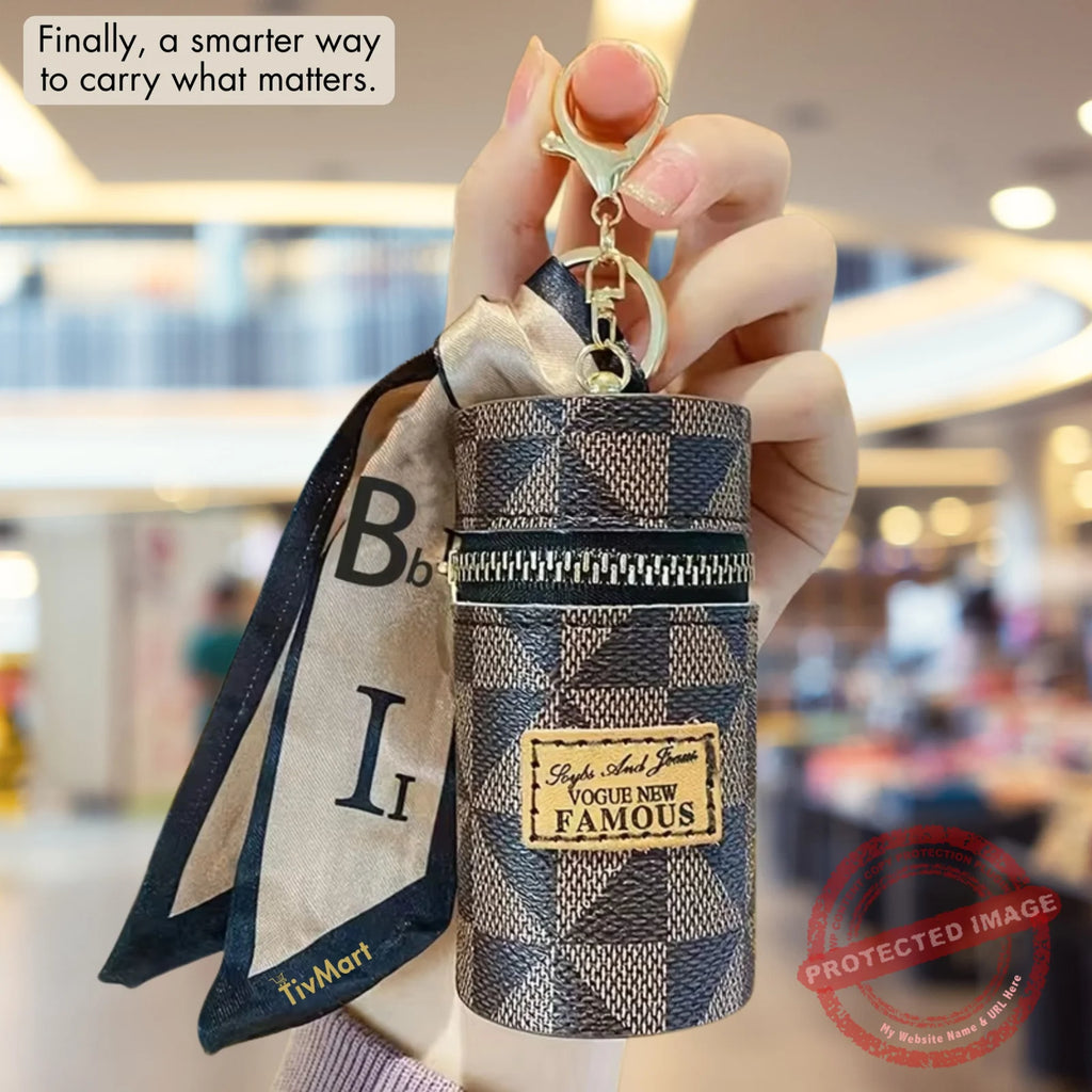 Mini Hanging Zipper Storage Pouch with Keychain – Portable Coin, Earphone & Small Item Organizer | 1 Pc