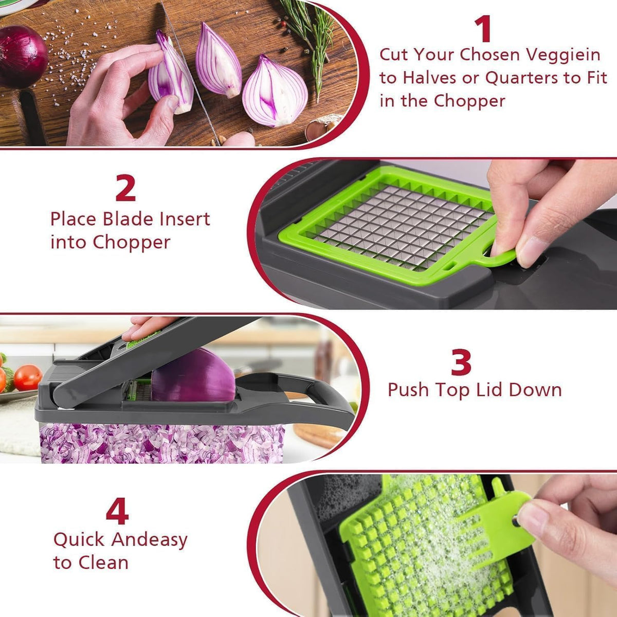 HUPLA 16-in-1 Multifunction Vegetable Chopper & Slicer with Container | Manual Veggie Cutter, Dicer, Grater, Julienne Slicer & Peeler | Kitchen Food Preparation Tool – Black & Green
