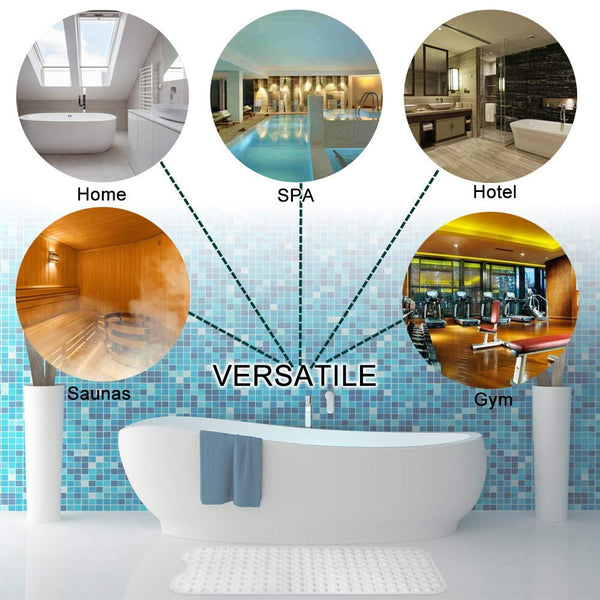 HUPLA Anti-Slip Bathroom Mat 100 × 40 cm | PVC Shower Mat with Suction Cups & Drainage Holes | Non-Slip Bath Mat for Bathroom, Shower & Bathtub – Blue