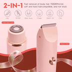 HUPLA 2-in-1 Rechargeable Women's Electric Shaver & Hair Trimmer | Dual-Head Body Hair Remover with Type-C Charging for Arms, Legs & Body Grooming – Rose Gold