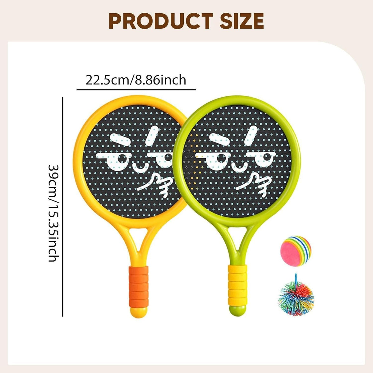 HUPLA Kids Paddle Ball Racket Set with 2 Rackets & 2 Balls | Lightweight Outdoor & Indoor Catch Ball Game | Fun Sports Activity Toy for Children – 4 Pcs Set