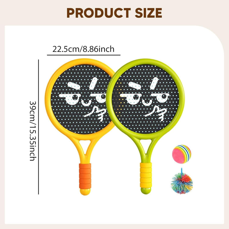 HUPLA Kids Paddle Ball Racket Set with 2 Rackets & 2 Balls | Lightweight Outdoor & Indoor Catch Ball Game | Fun Sports Activity Toy for Children – 4 Pcs Set