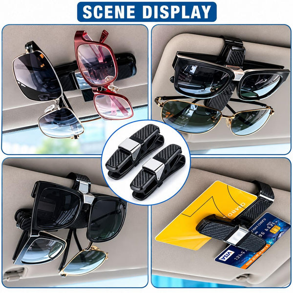 HUPLA Car Sun Visor Sunglasses Holder – 2-in-1 Glasses & Card Clip for Car