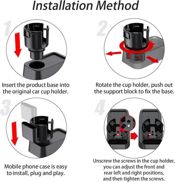 HUPLA 2-in-1 Car Cup Holder Expander with Phone Holder | Multifunction Car Drink & Storage Organizer