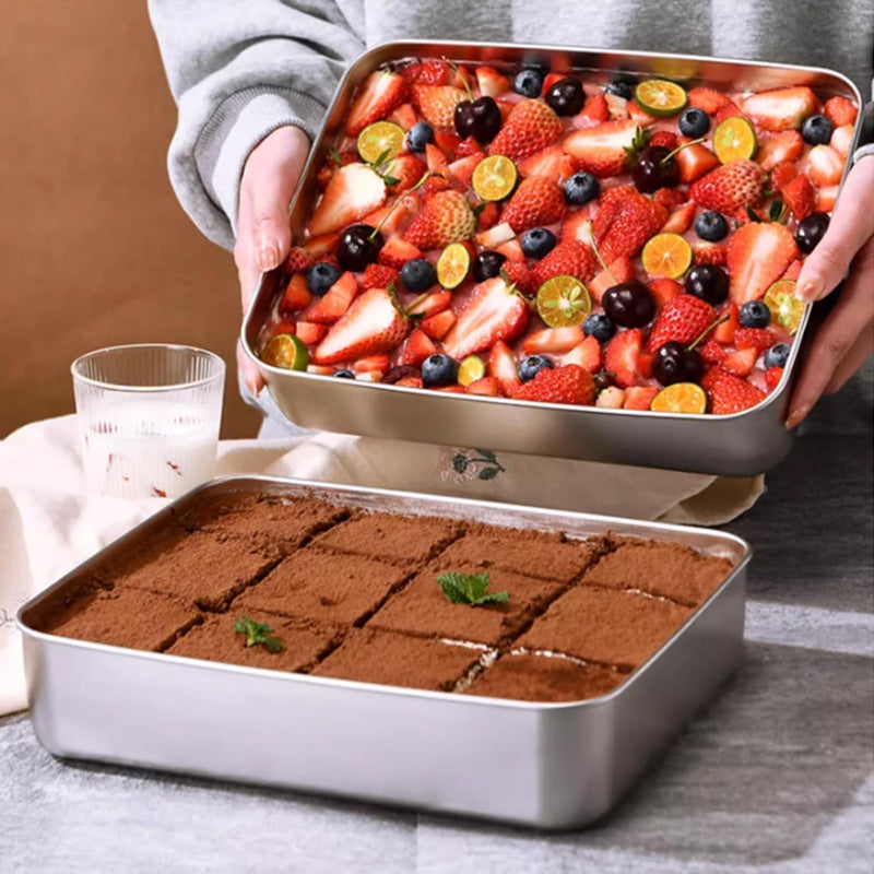 HUPLA Rectangular Stainless Steel Food Storage Container with Transparent Lid | Reusable Kitchen Storage Box for Salads, Fruits, Meals & Leftovers | Multipurpose Food Container – Silver