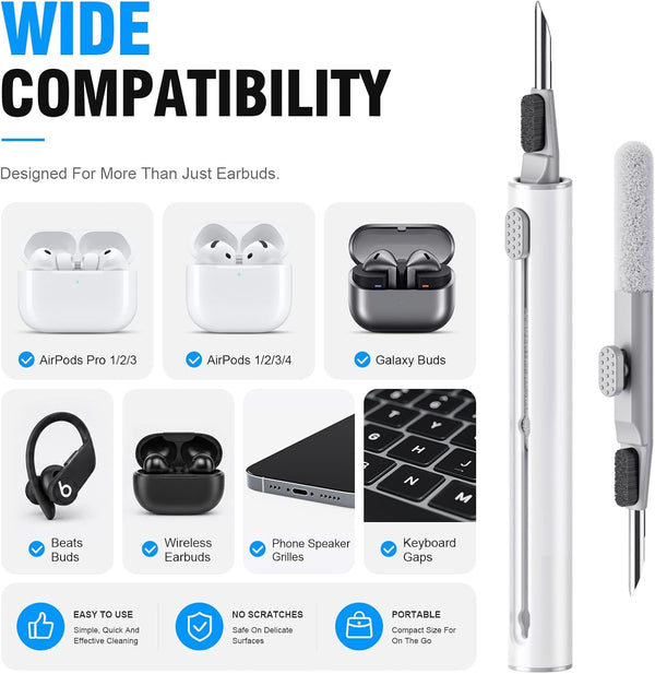 HUPLA 3-in-1 Earbuds Cleaning Pen | Multifunction Cleaner Kit for Earphones & Charging Cases