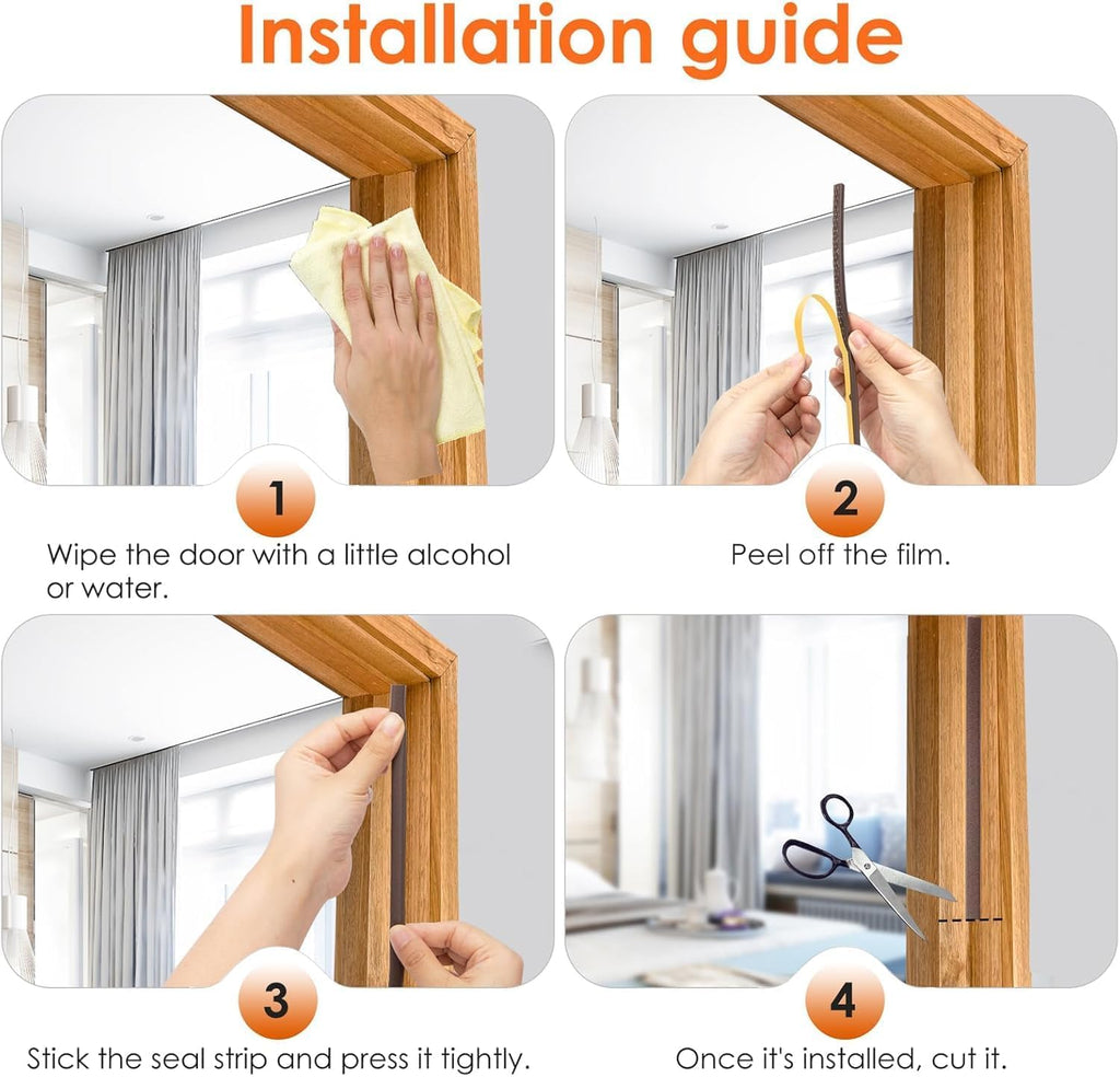 HUPLA 3 Meter Self-Adhesive Door & Window Sealing Strip | D-Type Weather Stripping Tape for Gap Sealing, Dust & Draft Protection – Brown