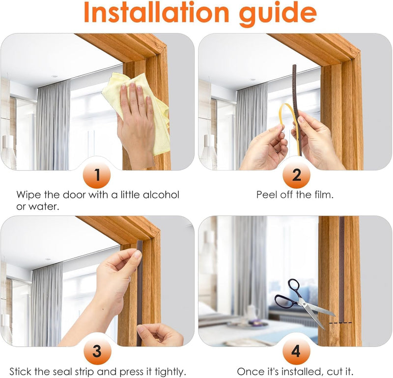 HUPLA 3 Meter Self-Adhesive Door & Window Sealing Strip | D-Type Weather Stripping Tape for Gap Sealing, Dust & Draft Protection – Brown