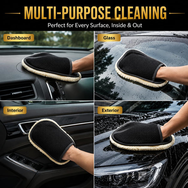 HUPLA Microfiber Car Wash Mitt – Chenille Cleaning Glove for Car Washing & Detailing