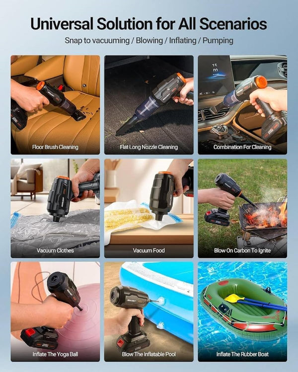 HUPLA Cordless Car Vacuum Cleaner – Rechargeable Handheld Vacuum with Multi-Nozzle Attachments