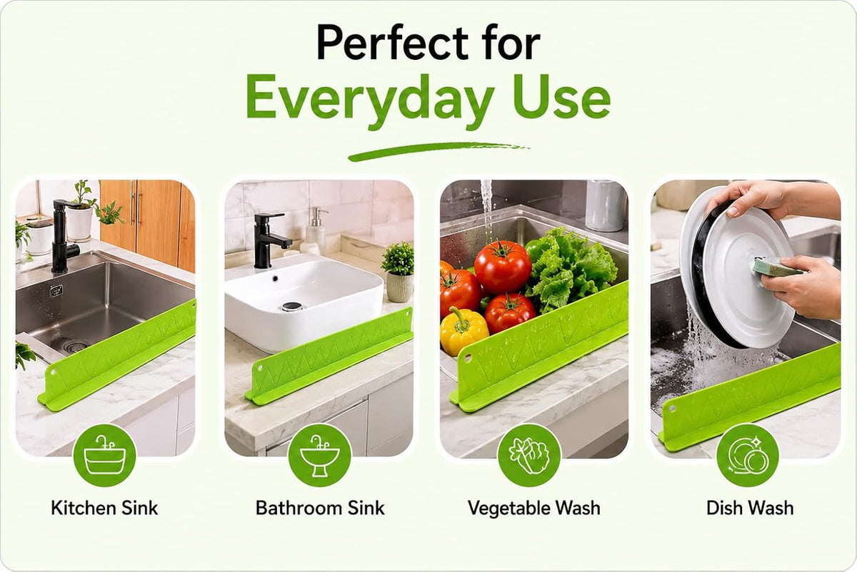 HUPLA Kitchen Sink Water Splash Guard | Long Countertop Water Splash Barrier for Sink & Washbasin | Kitchen Water Spillage Protector – Cream