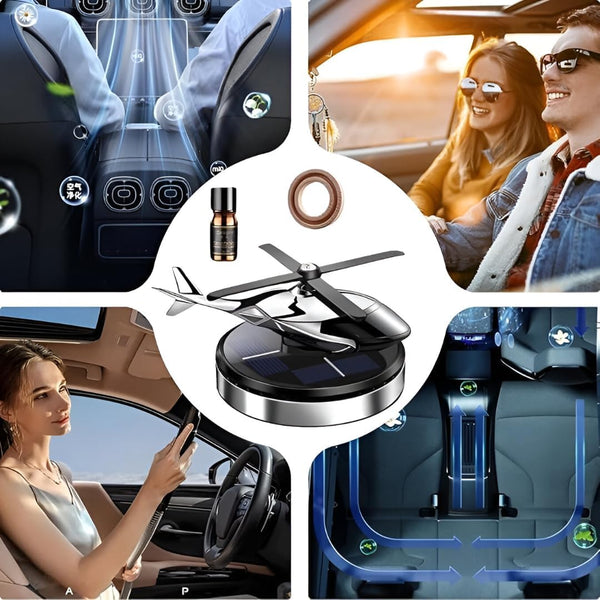 HUPLA Solar Powered Rotating Helicopter Car Dashboard Air Freshener | 360° Spinning Aromatherapy Diffuser | Luxury Car Interior Perfume Decoration