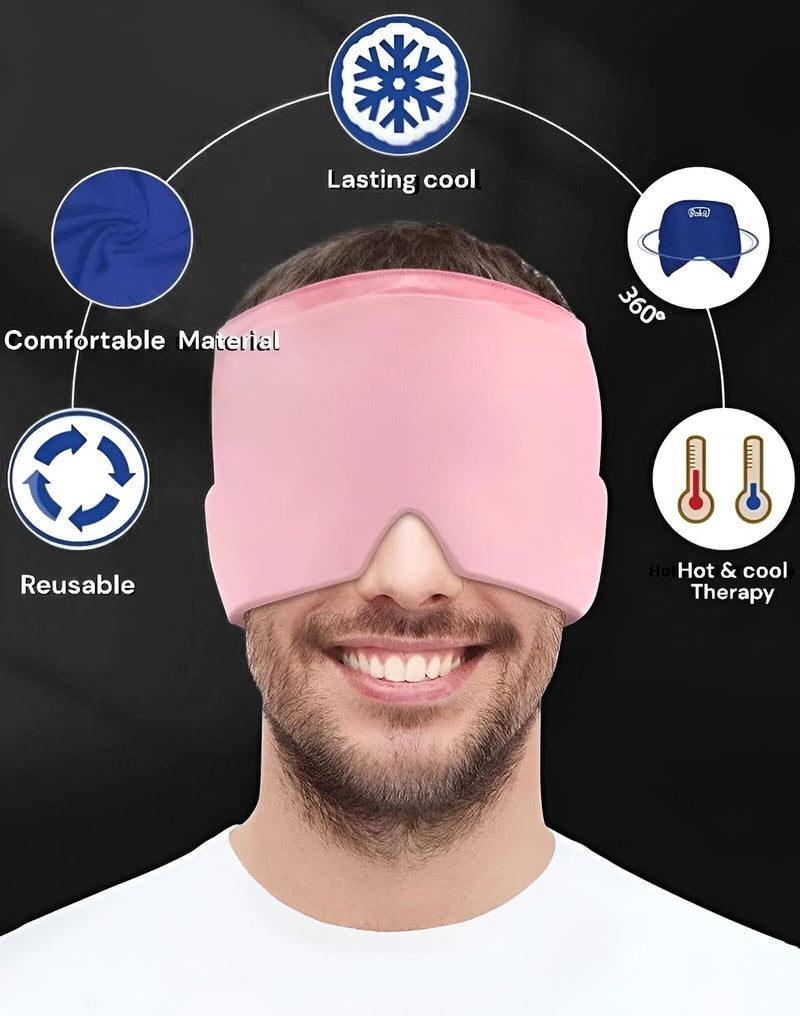 Cooling Headache Relief Cap – Stretchable Reusable Cold Therapy Head Wrap for Relaxation, Rest & Eye Comfort