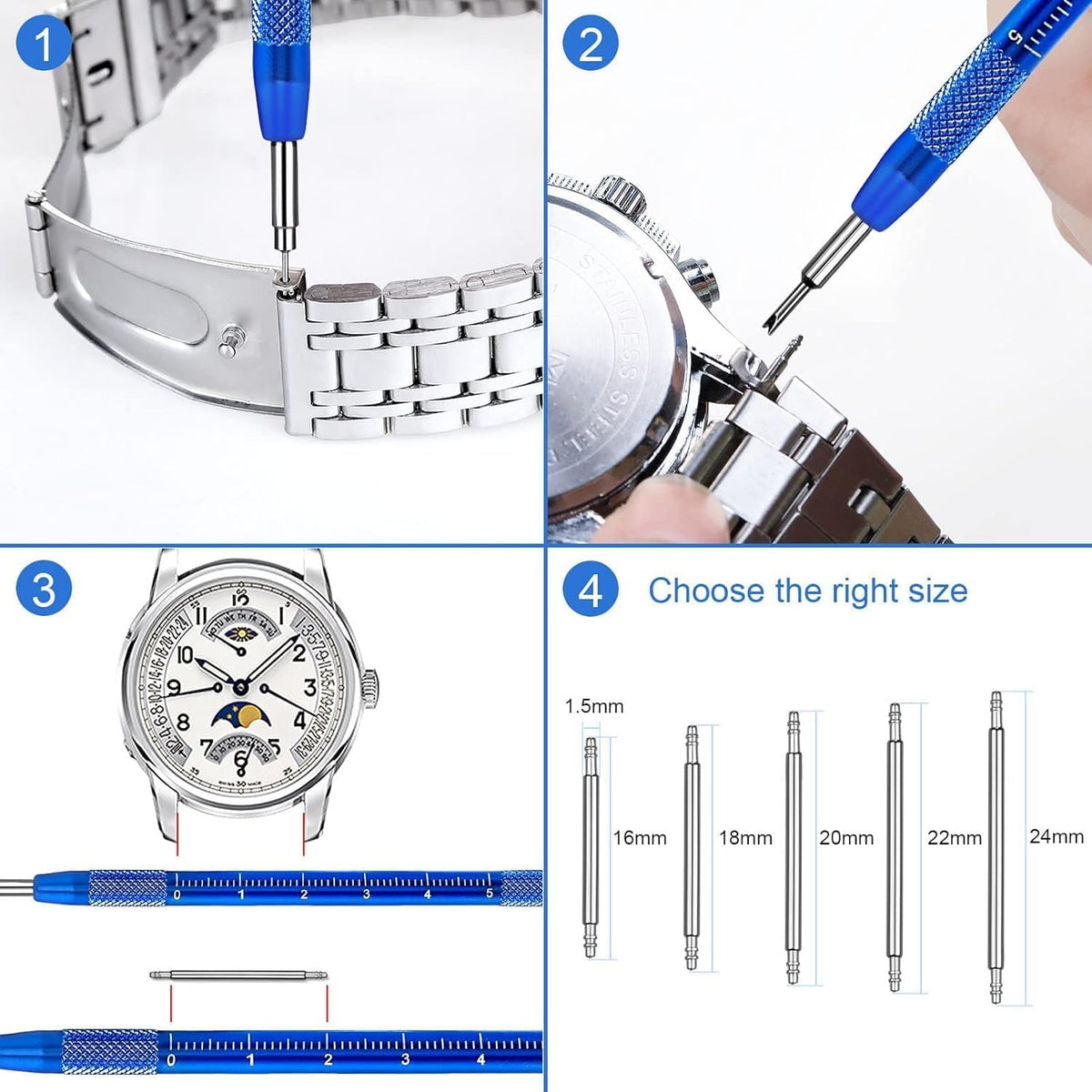 HUPLA Professional Watch Repair Tool Kit | Watch Battery Replacement, Strap Adjustment & Link Removal Tools | Watchmaker Maintenance Kit with Case Opener, Tweezers & Screwdrivers
