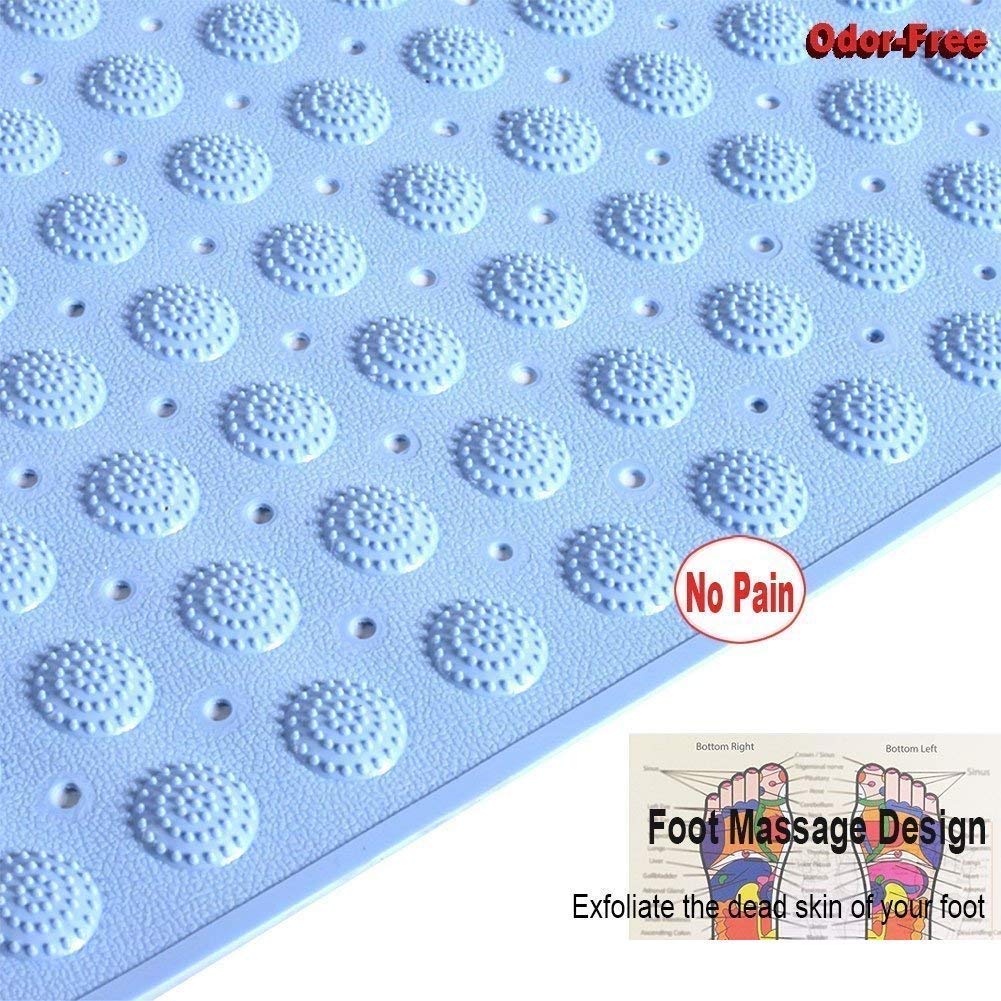 HUPLA Anti-Slip Bathroom Mat 100 × 40 cm | PVC Shower Mat with Suction Cups & Drainage Holes | Non-Slip Bath Mat for Bathroom, Shower & Bathtub – Blue