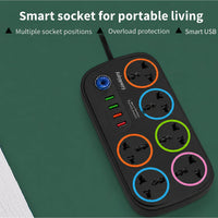 Universal Extension Board with 6 Sockets & 4 USB Ports | Surge Protected Power Strip | Universal Extension Board with 6 Universal Sockets & 4 USB Charging Ports | Surge Protection | Multi Plug Power Strip for Home, Office & Travel