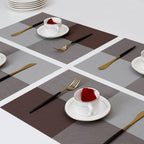 HUPLA Dining Table Placemats Premium Woven-Style PVC Table Mats for Dining, Kitchen & Home | Non-Slip, Flexible & Easy to Clean – Brown & Beige